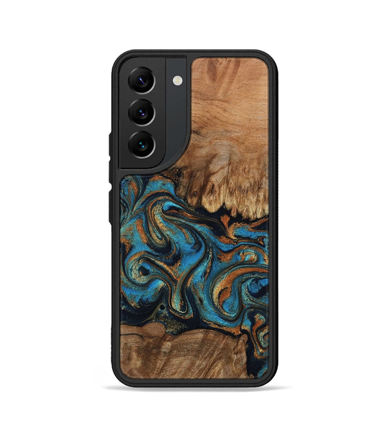 Galaxy S22 Wood Phone Case - Dian (Teal & Gold, 802400)