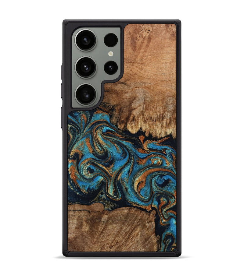 Galaxy S24 Ultra Wood Phone Case - Dian (Teal & Gold, 802400)