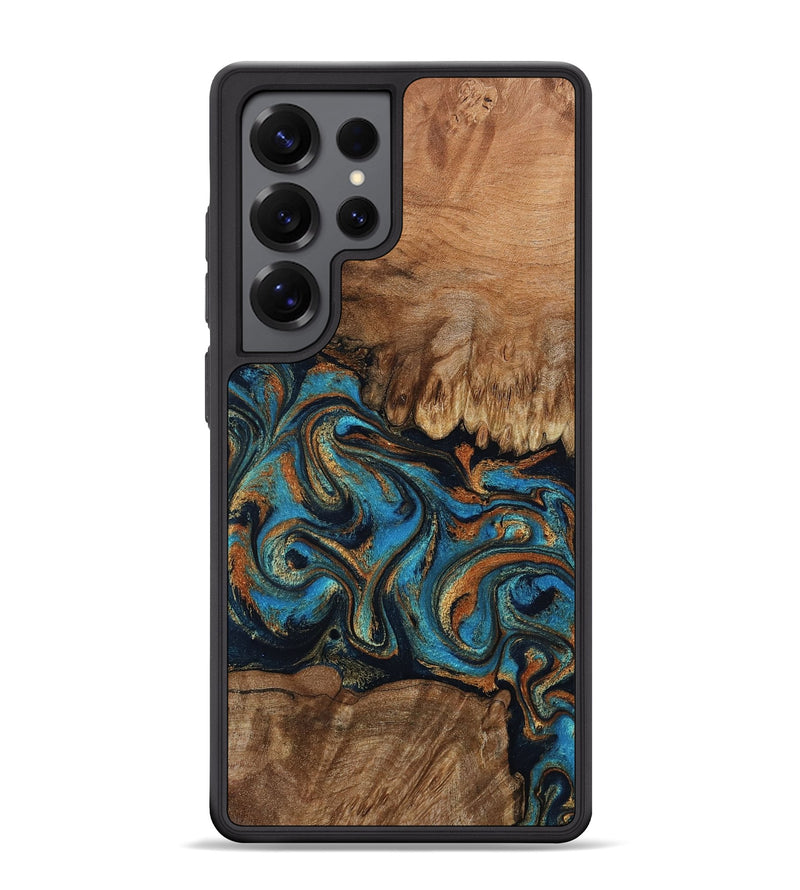 Galaxy S25 Ultra Wood Phone Case - Dian (Teal & Gold, 802400)
