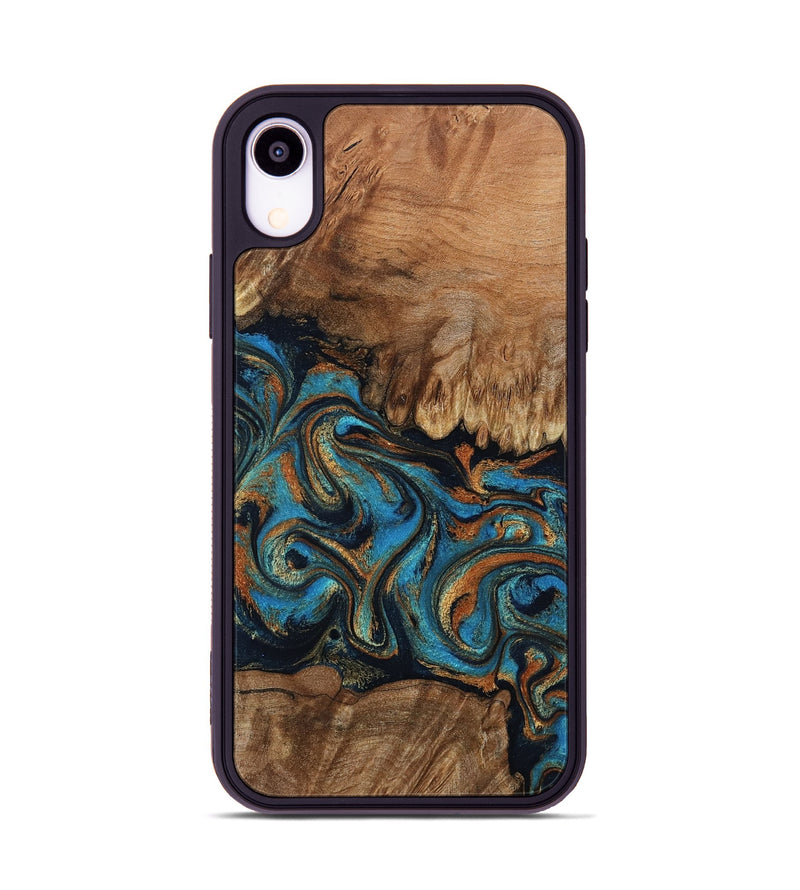 iPhone Xr Wood Phone Case - Dian (Teal & Gold, 802400)