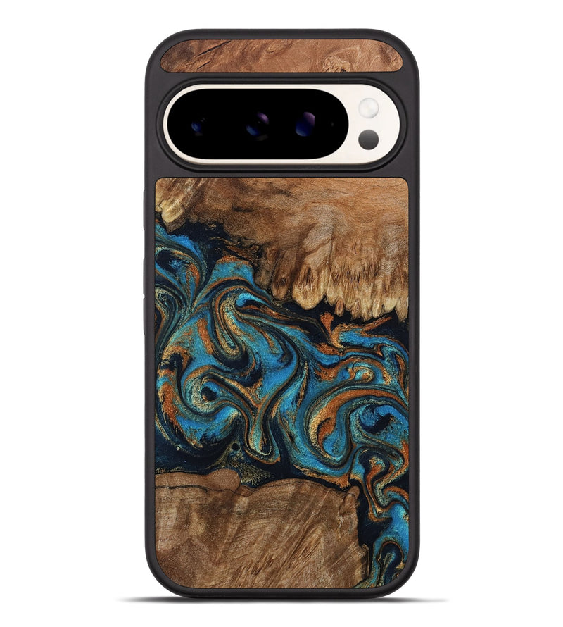 Pixel 9 Pro XL Wood Phone Case - Dian (Teal & Gold, 802400)