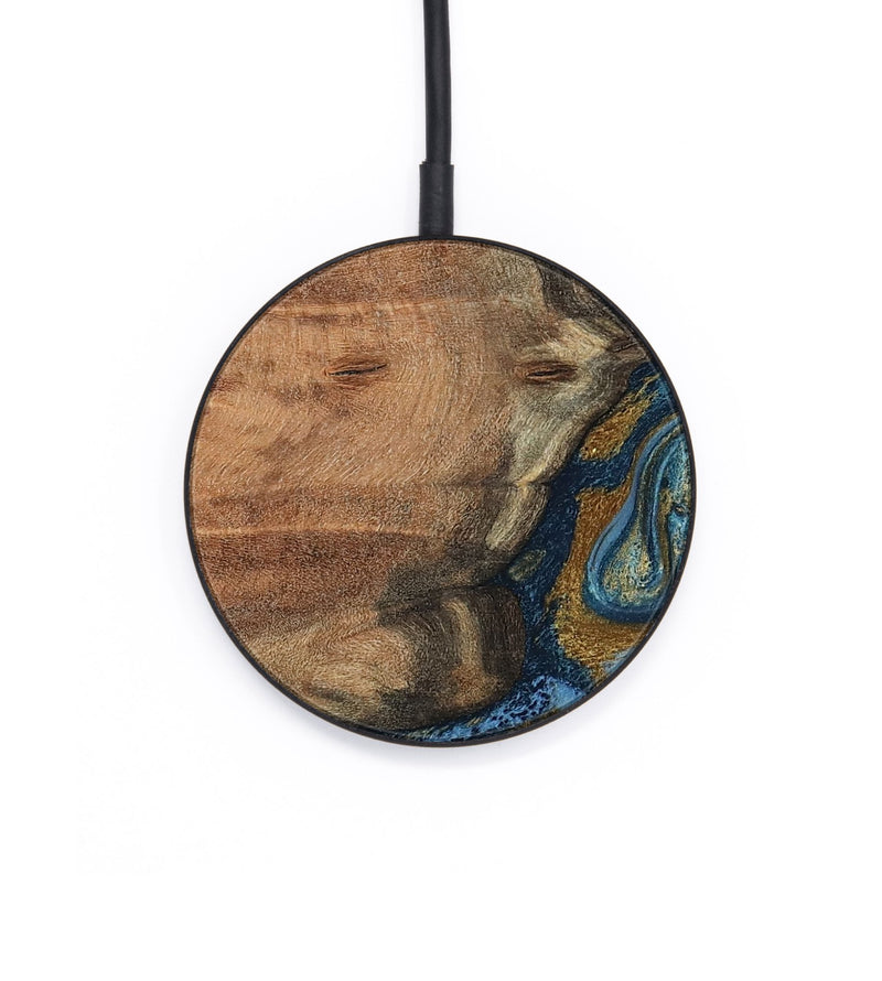 Circle Wood Wireless Charger - Jamel (Teal & Gold, 802401)