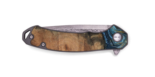 EDC Wood Pocket Knife - Jamel (Teal & Gold, 802401)
