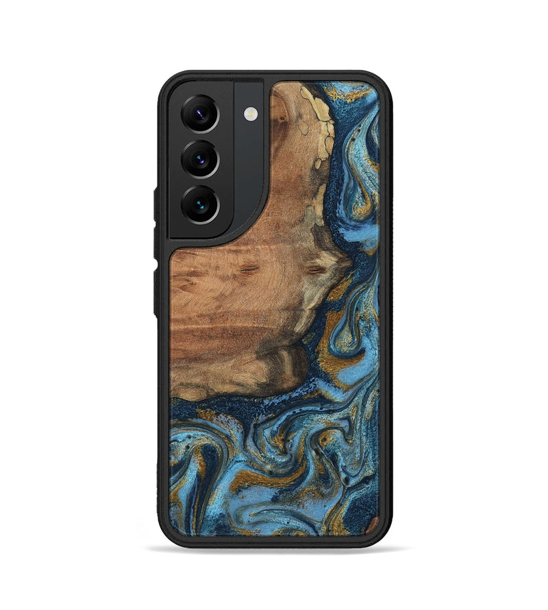 Galaxy S22 Wood Phone Case - Jamel (Teal & Gold, 802401)