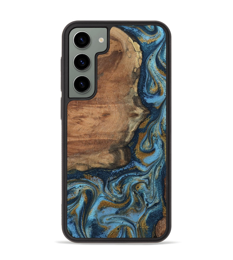 Galaxy S23 Plus Wood Phone Case - Jamel (Teal & Gold, 802401)