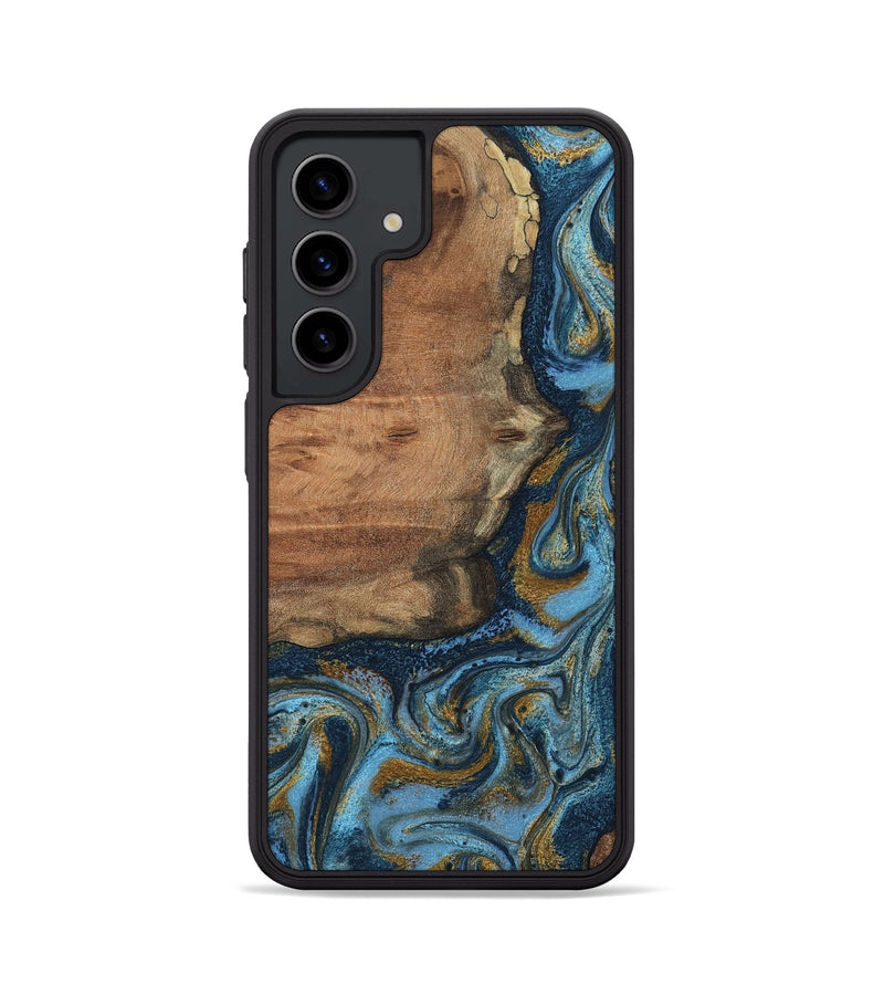 Galaxy S24 Wood Phone Case - Jamel (Teal & Gold, 802401)