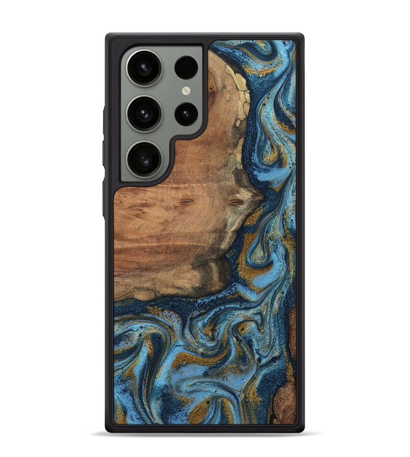 Galaxy S24 Ultra Wood Phone Case - Jamel (Teal & Gold, 802401)