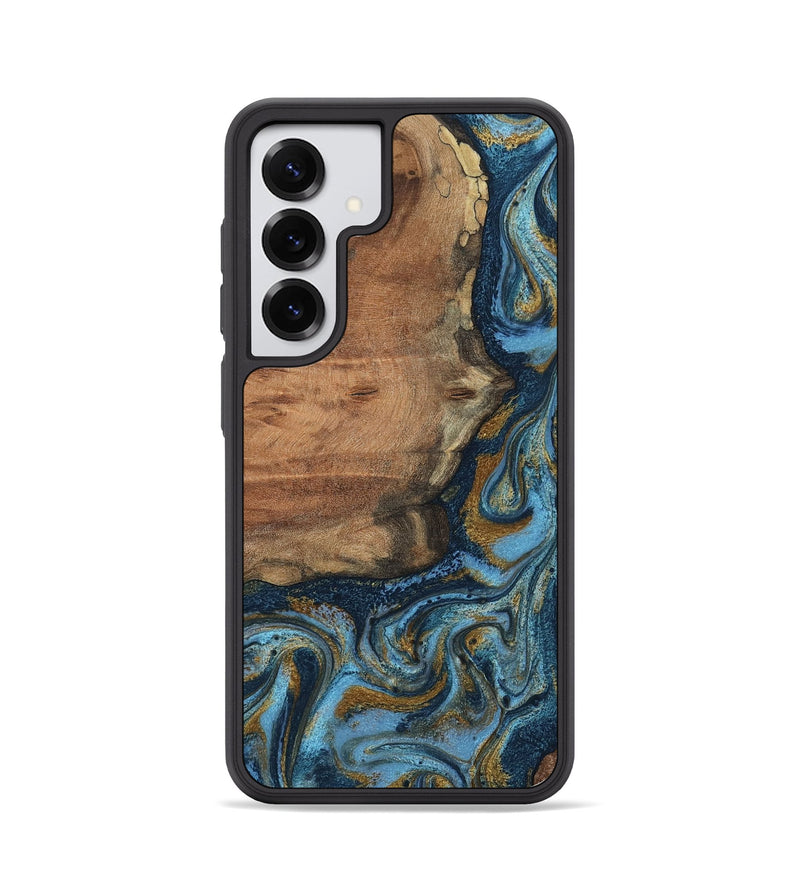 Galaxy S25 Wood Phone Case - Jamel (Teal & Gold, 802401)