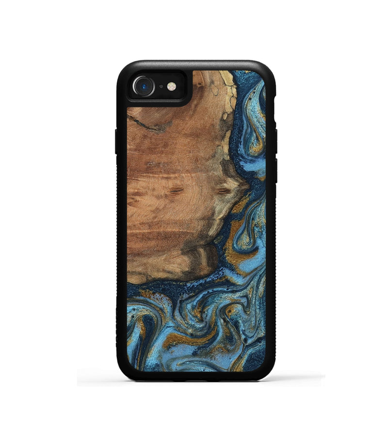 iPhone SE Wood Phone Case - Jamel (Teal & Gold, 802401)