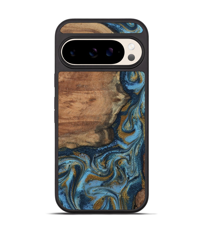 Pixel 10 Wood Phone Case - Jamel (Teal & Gold, 802401)