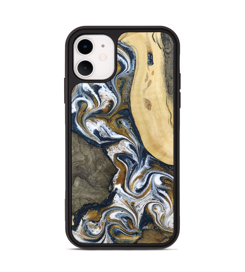 iPhone 11 Wood Phone Case - Marcos (Teal & Gold, 802402)