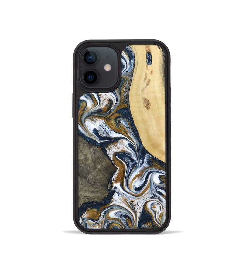 iPhone 12 mini Wood Phone Case - Marcos (Teal & Gold, 802402)