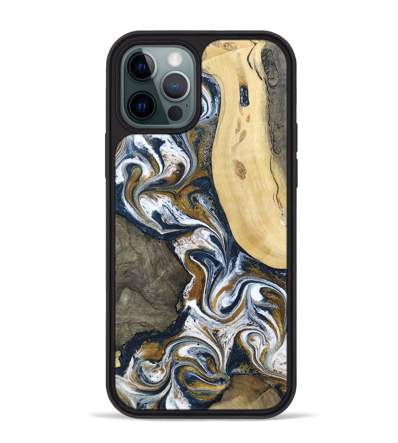 iPhone 12 Pro Max Wood Phone Case - Marcos (Teal & Gold, 802402)
