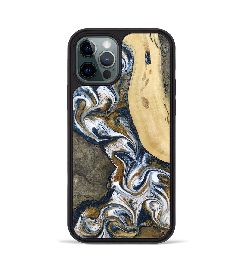 iPhone 12 Pro Wood Phone Case - Marcos (Teal & Gold, 802402)