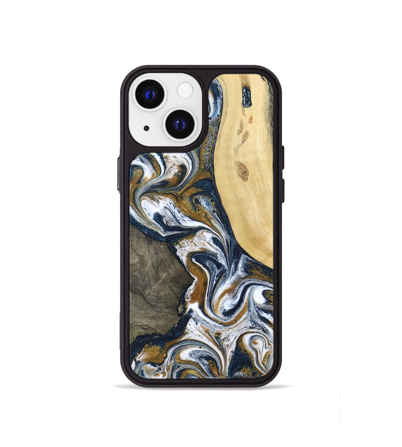 iPhone 13 mini Wood Phone Case - Marcos (Teal & Gold, 802402)