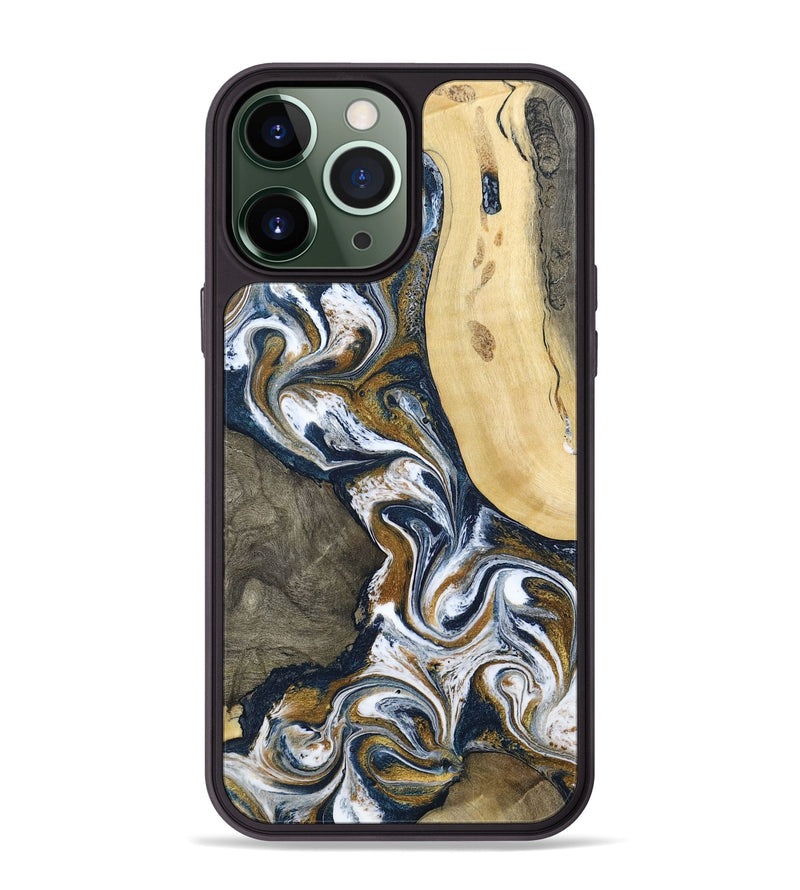iPhone 13 Pro Max Wood Phone Case - Marcos (Teal & Gold, 802402)
