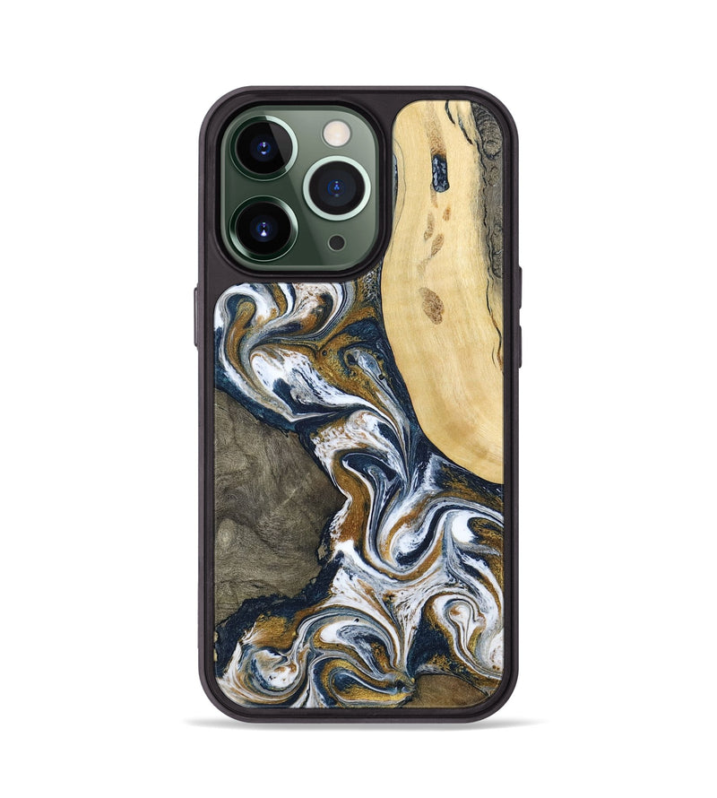 iPhone 13 Pro Wood Phone Case - Marcos (Teal & Gold, 802402)