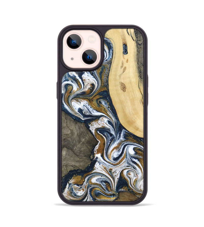 iPhone 14 Wood Phone Case - Marcos (Teal & Gold, 802402)
