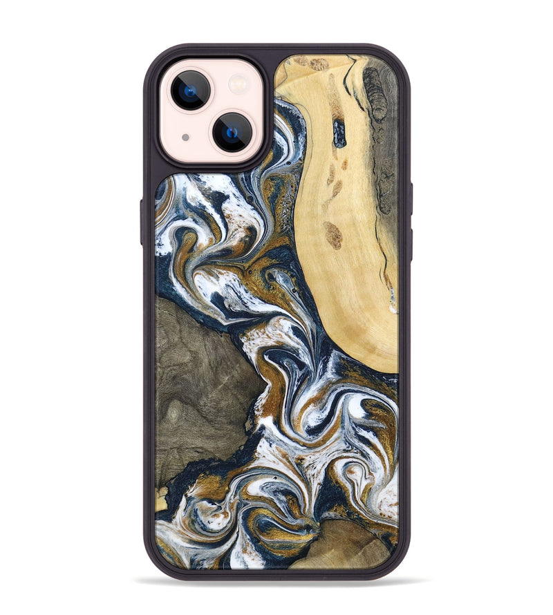iPhone 14 Plus Wood Phone Case - Marcos (Teal & Gold, 802402)
