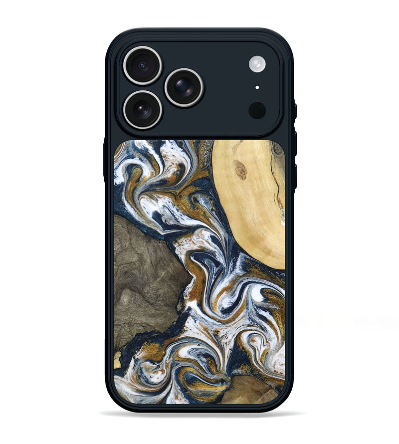 iPhone 17 Pro Max Wood Phone Case - Marcos (Teal & Gold, 802402)