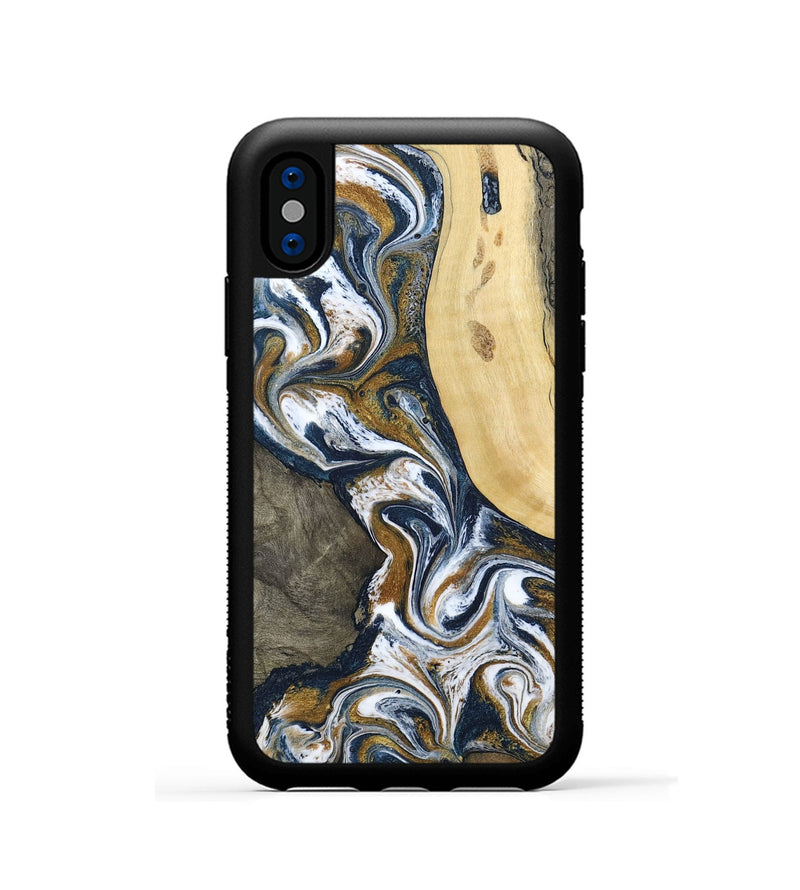 iPhone Xs Wood Phone Case - Marcos (Teal & Gold, 802402)