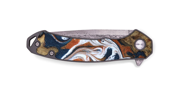 EDC Wood Pocket Knife - Xzavier (Teal & Gold, 802403)