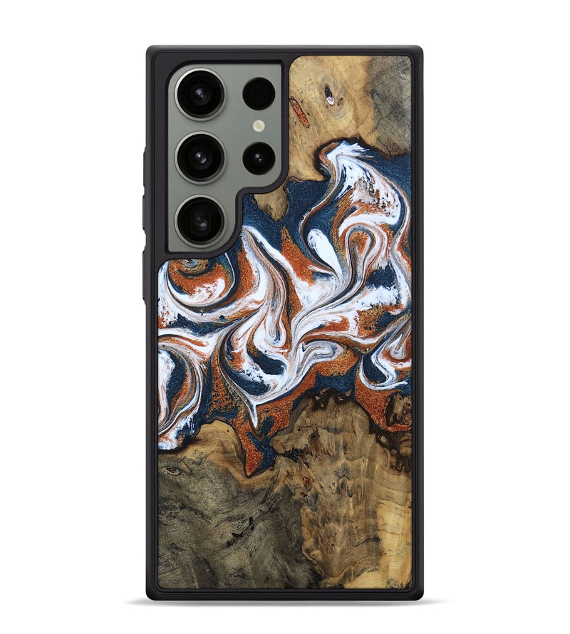 Galaxy S24 Ultra Wood Phone Case - Xzavier (Teal & Gold, 802403)