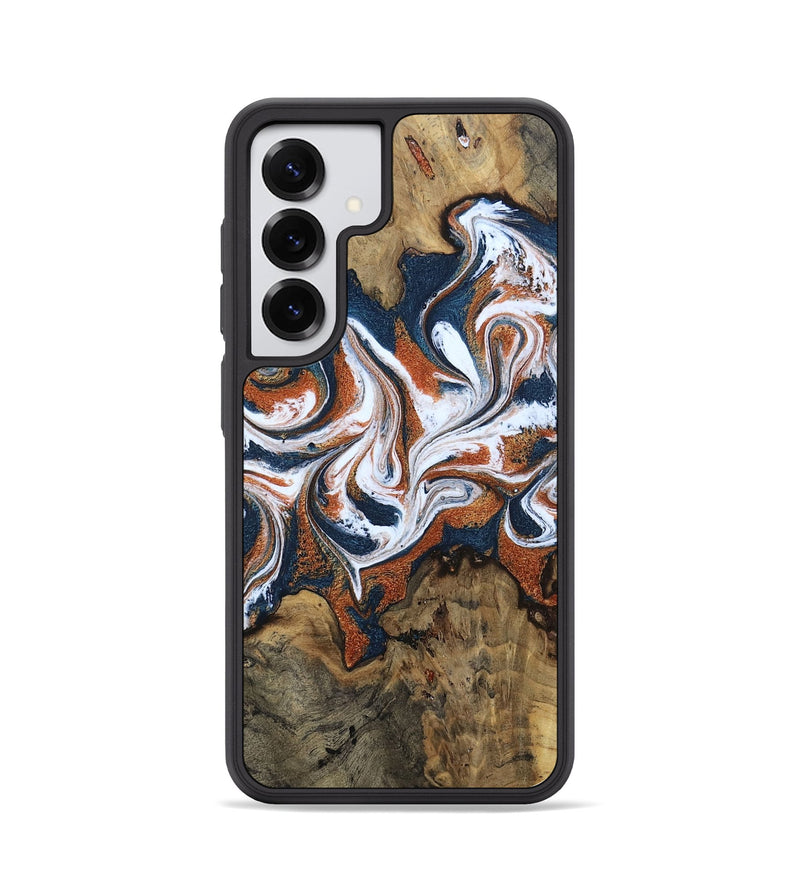Galaxy S25 Wood Phone Case - Xzavier (Teal & Gold, 802403)