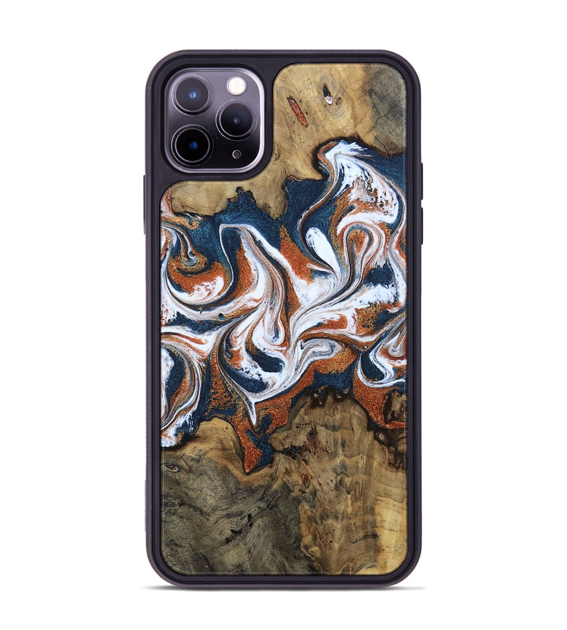 iPhone 11 Pro Max Wood Phone Case - Xzavier (Teal & Gold, 802403)