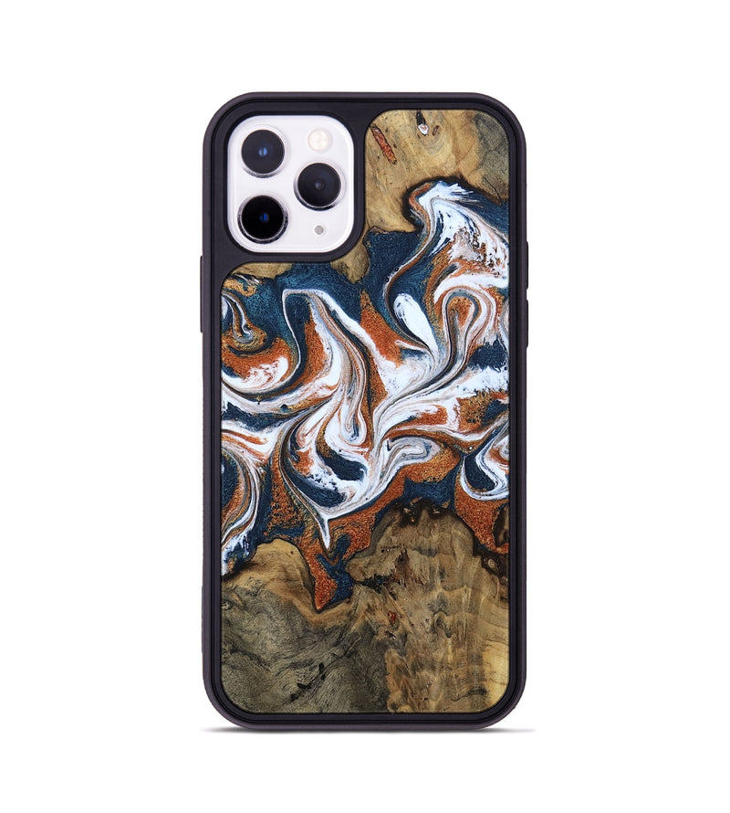 iPhone 11 Pro Wood Phone Case - Xzavier (Teal & Gold, 802403)