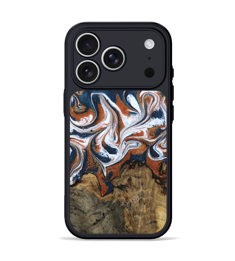 iPhone 17 Pro Wood Phone Case - Xzavier (Teal & Gold, 802403)