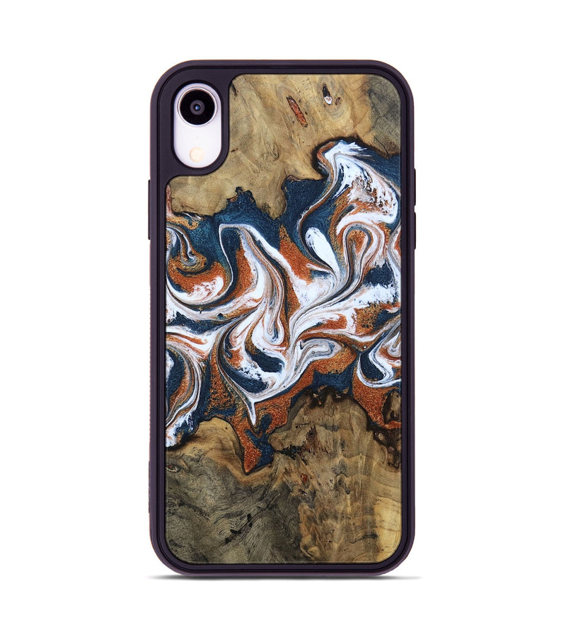 iPhone Xr Wood Phone Case - Xzavier (Teal & Gold, 802403)