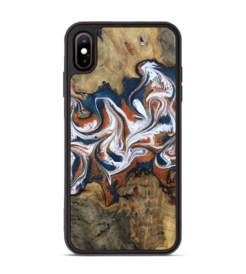 iPhone Xs Max Wood Phone Case - Xzavier (Teal & Gold, 802403)