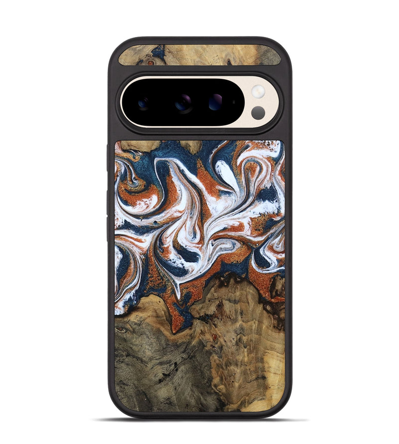 Pixel 10 Wood Phone Case - Xzavier (Teal & Gold, 802403)