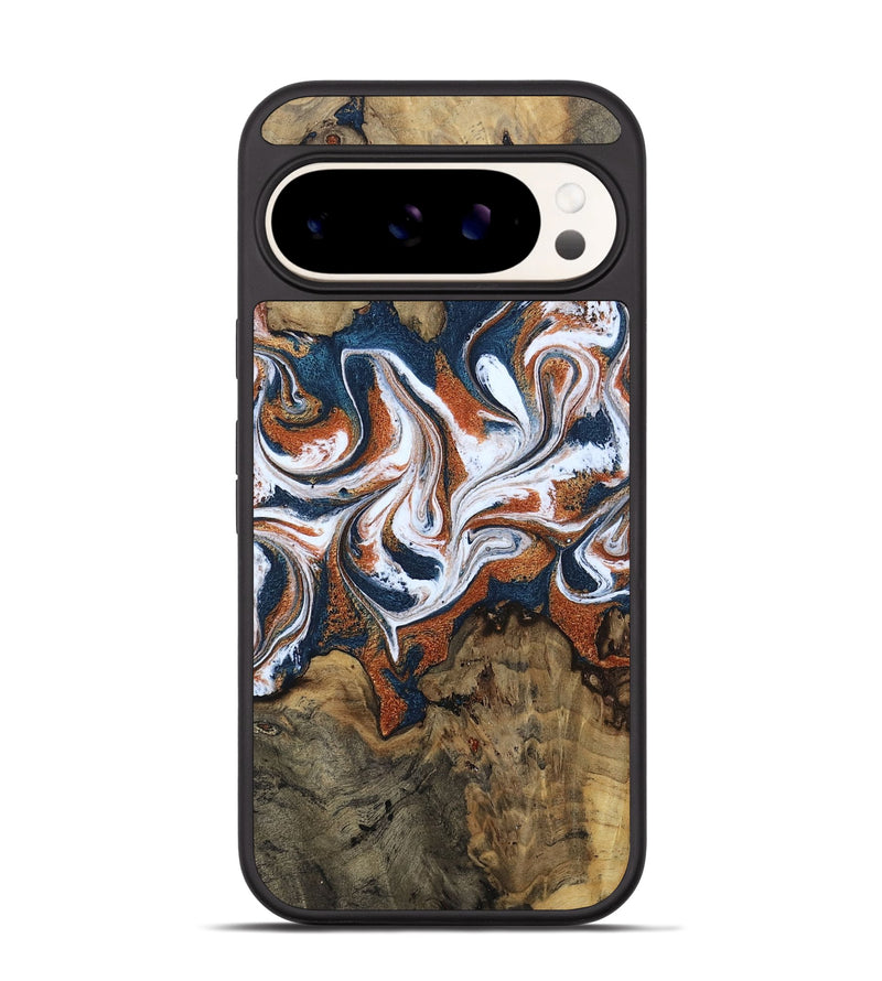 Pixel 9 Pro Wood Phone Case - Xzavier (Teal & Gold, 802403)