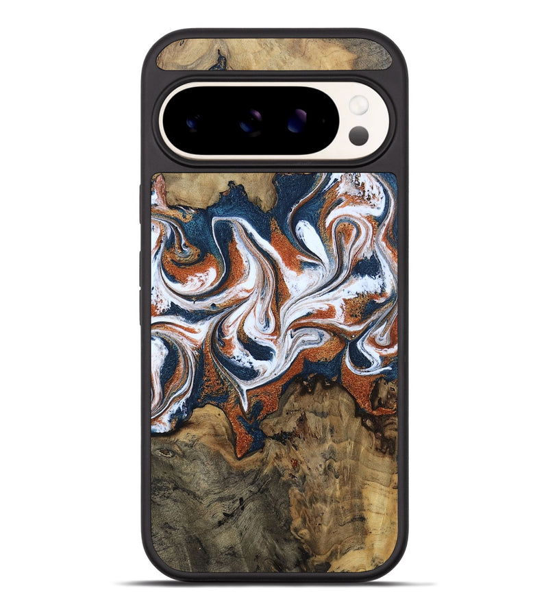 Pixel 9 Pro XL Wood Phone Case - Xzavier (Teal & Gold, 802403)