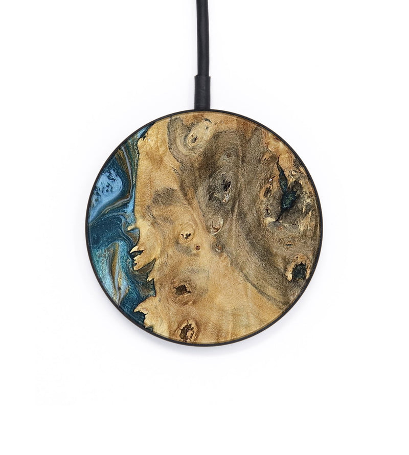 Circle Wood Wireless Charger - Dayana (Teal & Gold, 802405)