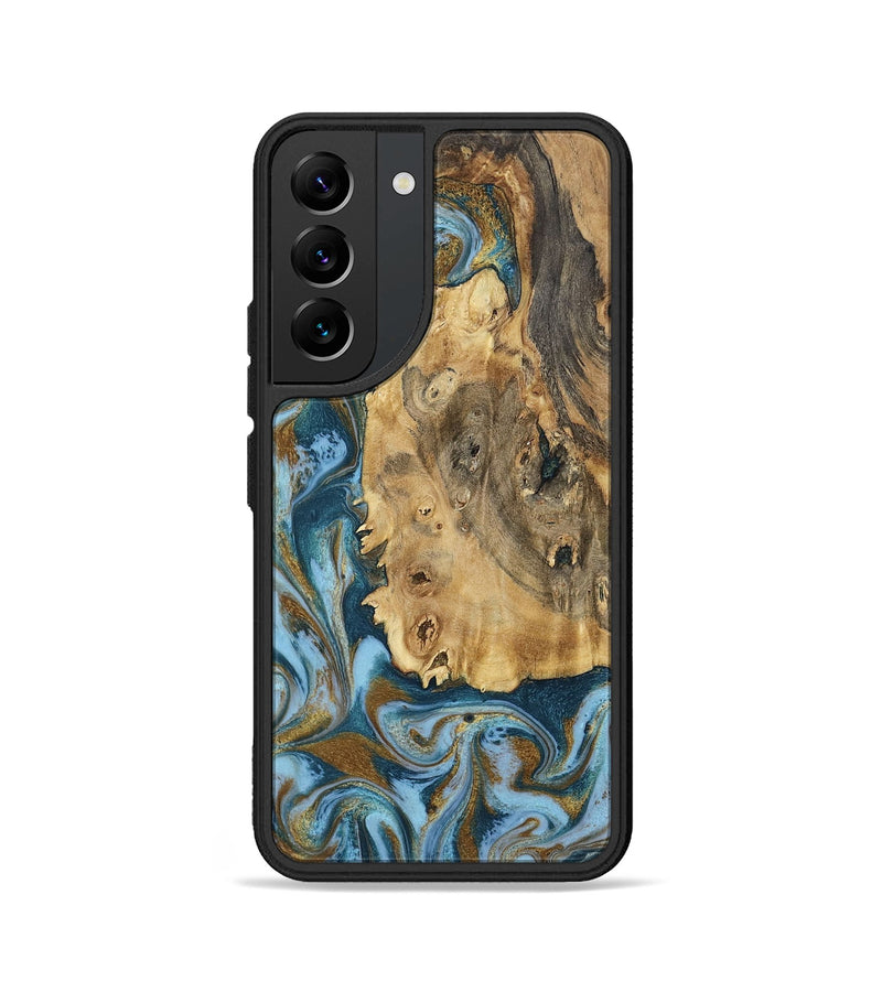 Galaxy S22 Wood Phone Case - Dayana (Teal & Gold, 802405)