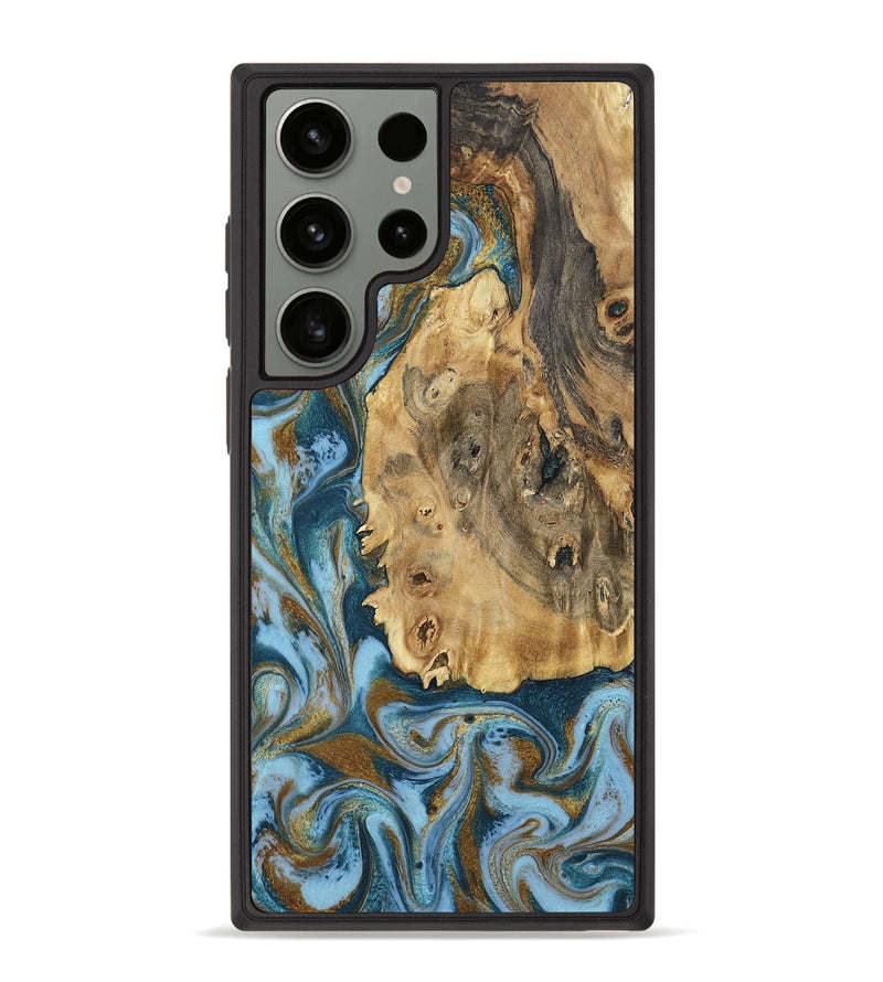 Galaxy S23 Ultra Wood Phone Case - Dayana (Teal & Gold, 802405)