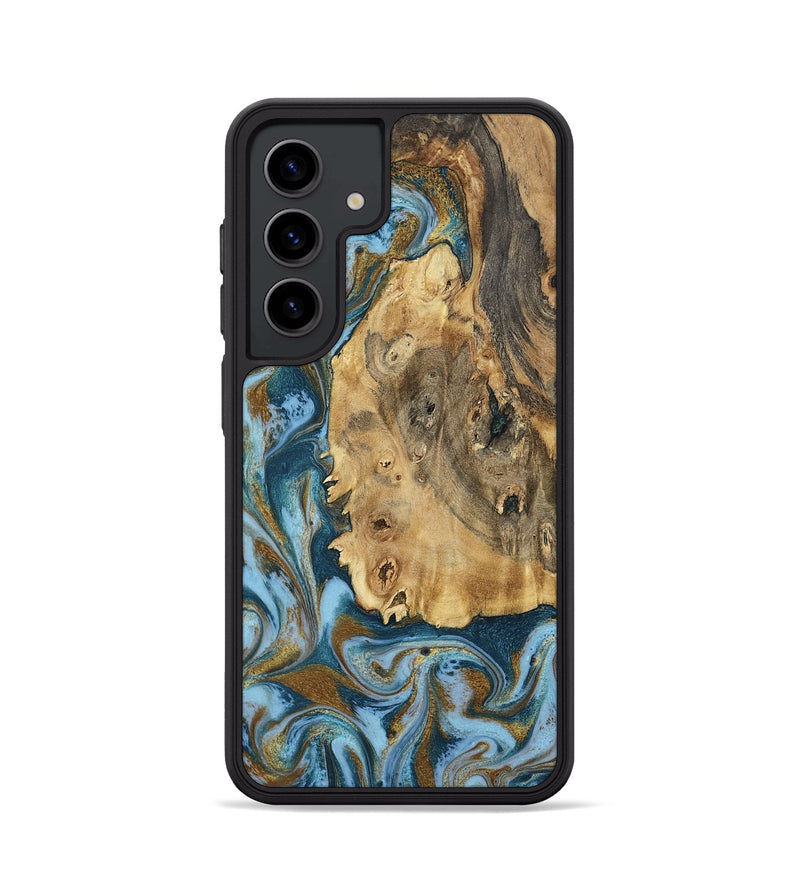 Galaxy S24 Wood Phone Case - Dayana (Teal & Gold, 802405)