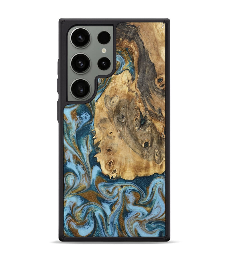 Galaxy S24 Ultra Wood Phone Case - Dayana (Teal & Gold, 802405)