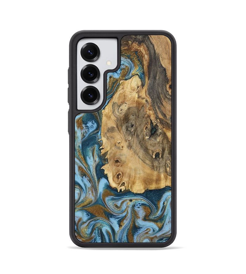 Galaxy S25 Wood Phone Case - Dayana (Teal & Gold, 802405)