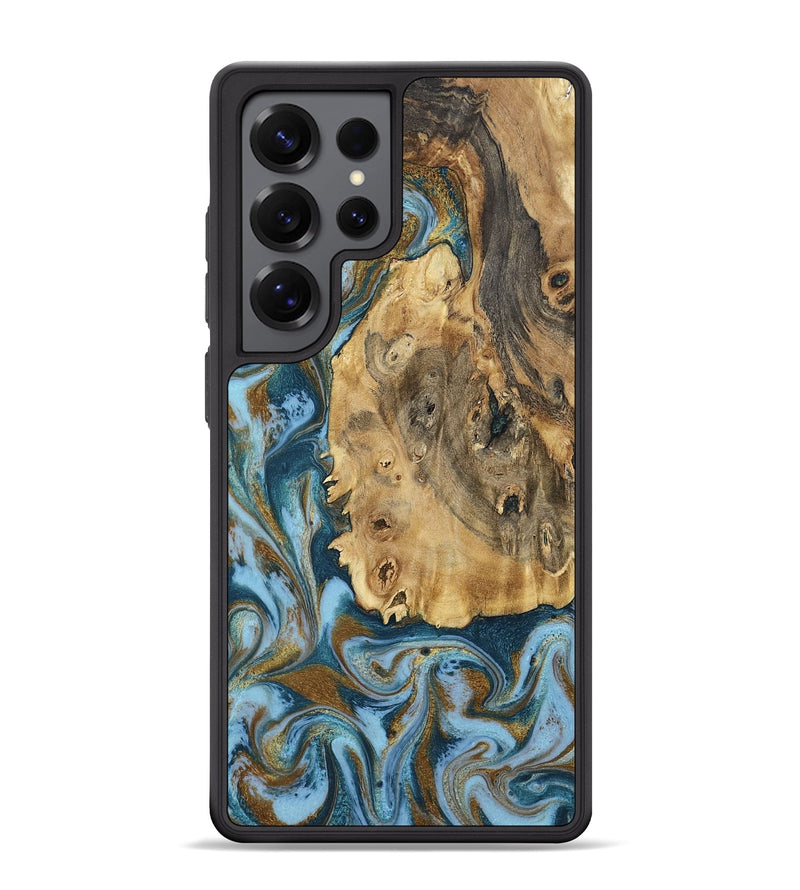 Galaxy S25 Ultra Wood Phone Case - Dayana (Teal & Gold, 802405)