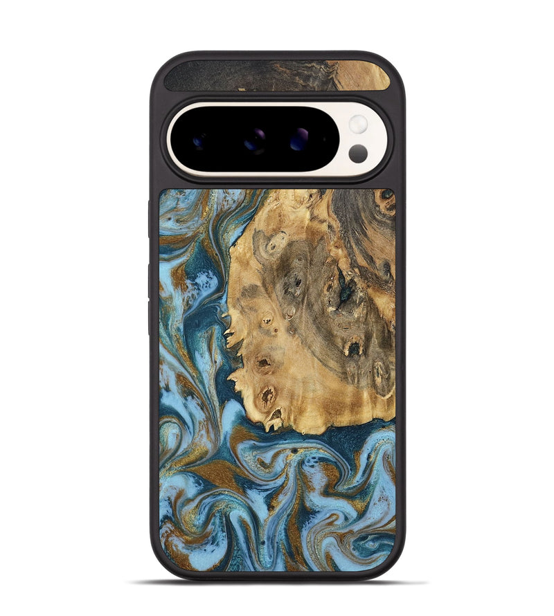 Pixel 9 Wood Phone Case - Dayana (Teal & Gold, 802405)