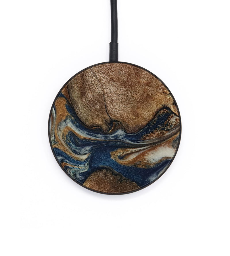 Circle Wood Wireless Charger - Ina (Teal & Gold, 802406)