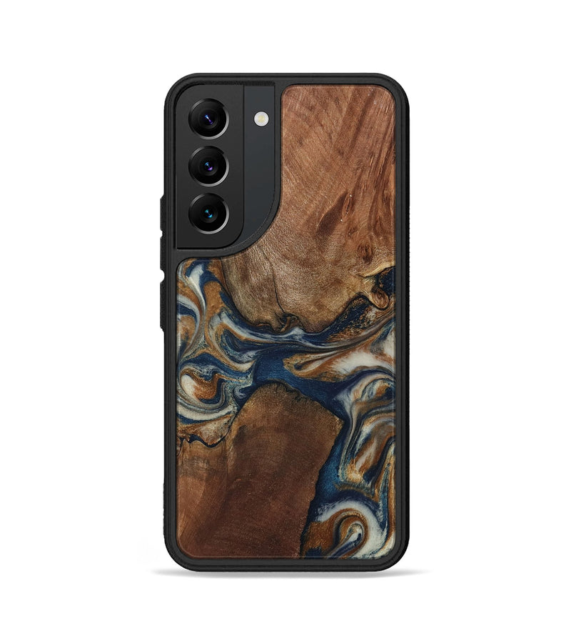 Galaxy S22 Wood Phone Case - Ina (Teal & Gold, 802406)