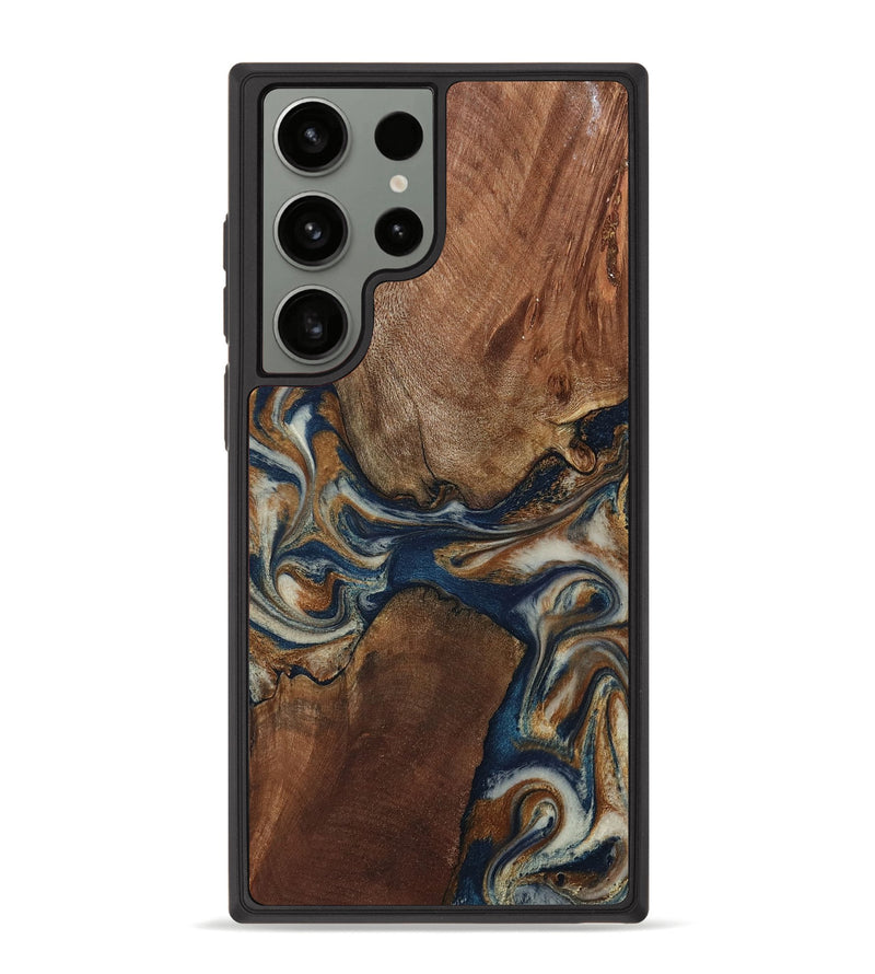 Galaxy S23 Ultra Wood Phone Case - Ina (Teal & Gold, 802406)