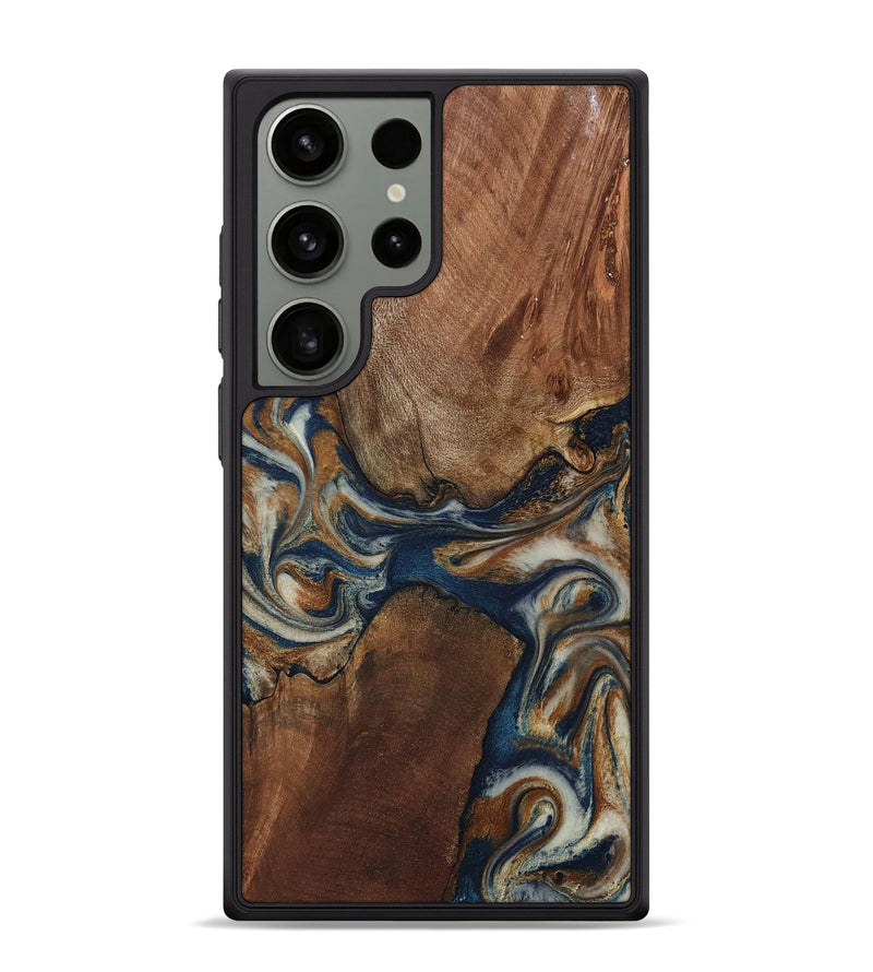 Galaxy S24 Ultra Wood Phone Case - Ina (Teal & Gold, 802406)