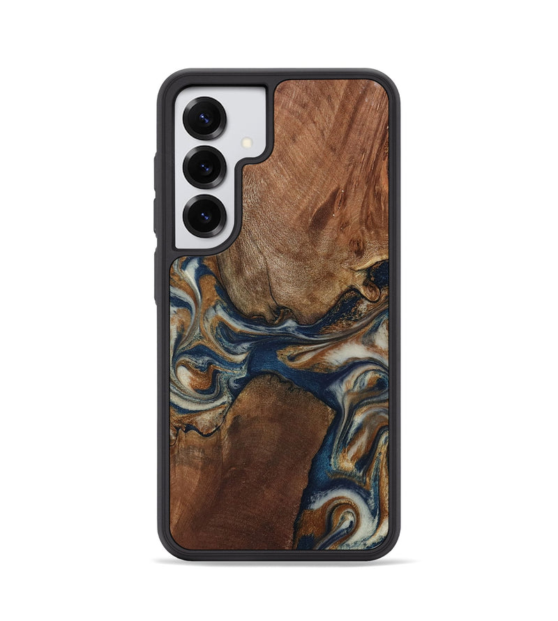 Galaxy S25 Wood Phone Case - Ina (Teal & Gold, 802406)
