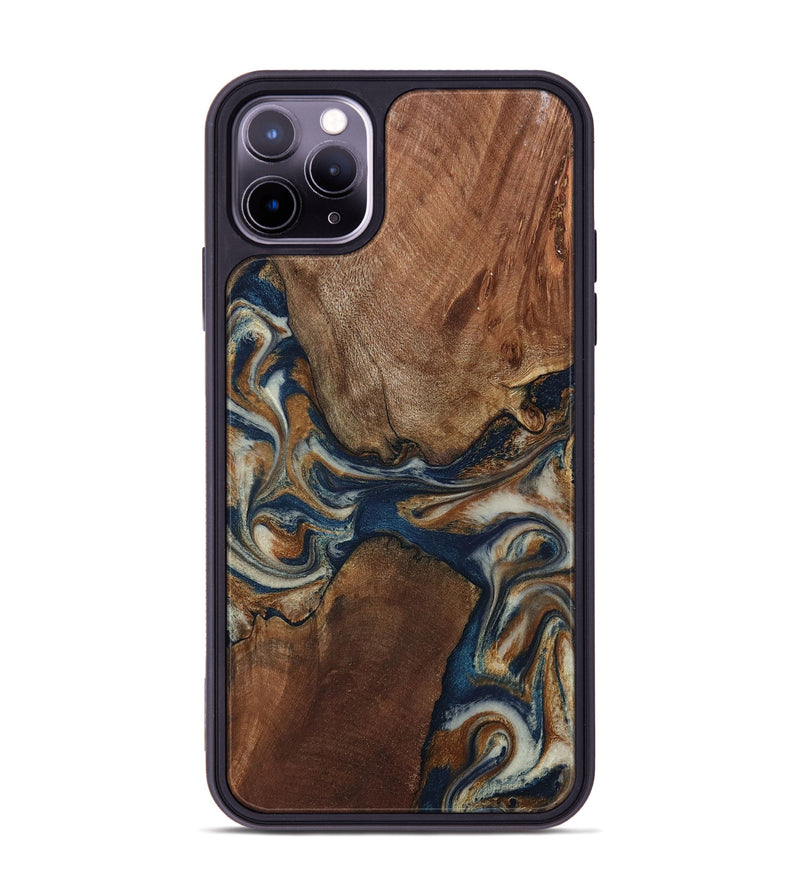 iPhone 11 Pro Max Wood Phone Case - Ina (Teal & Gold, 802406)
